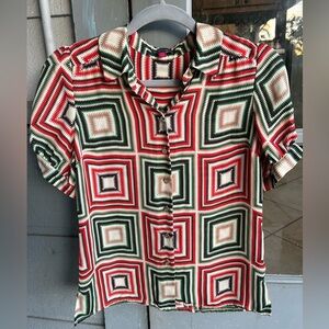 Vince Camuto Geometric Print Blouse